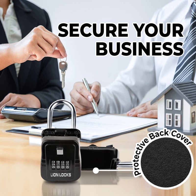 Lion Locks صندوق قفل مفتاح Lion Locks 1500 مع رمز، صندوق قفل للمفاتيح في الهواء الطلق، صندوق قفل السمسار للإيجارات قصيرة المدى، يحمل 5 مفاتيح (12 حزمة، أسود) - Image 5